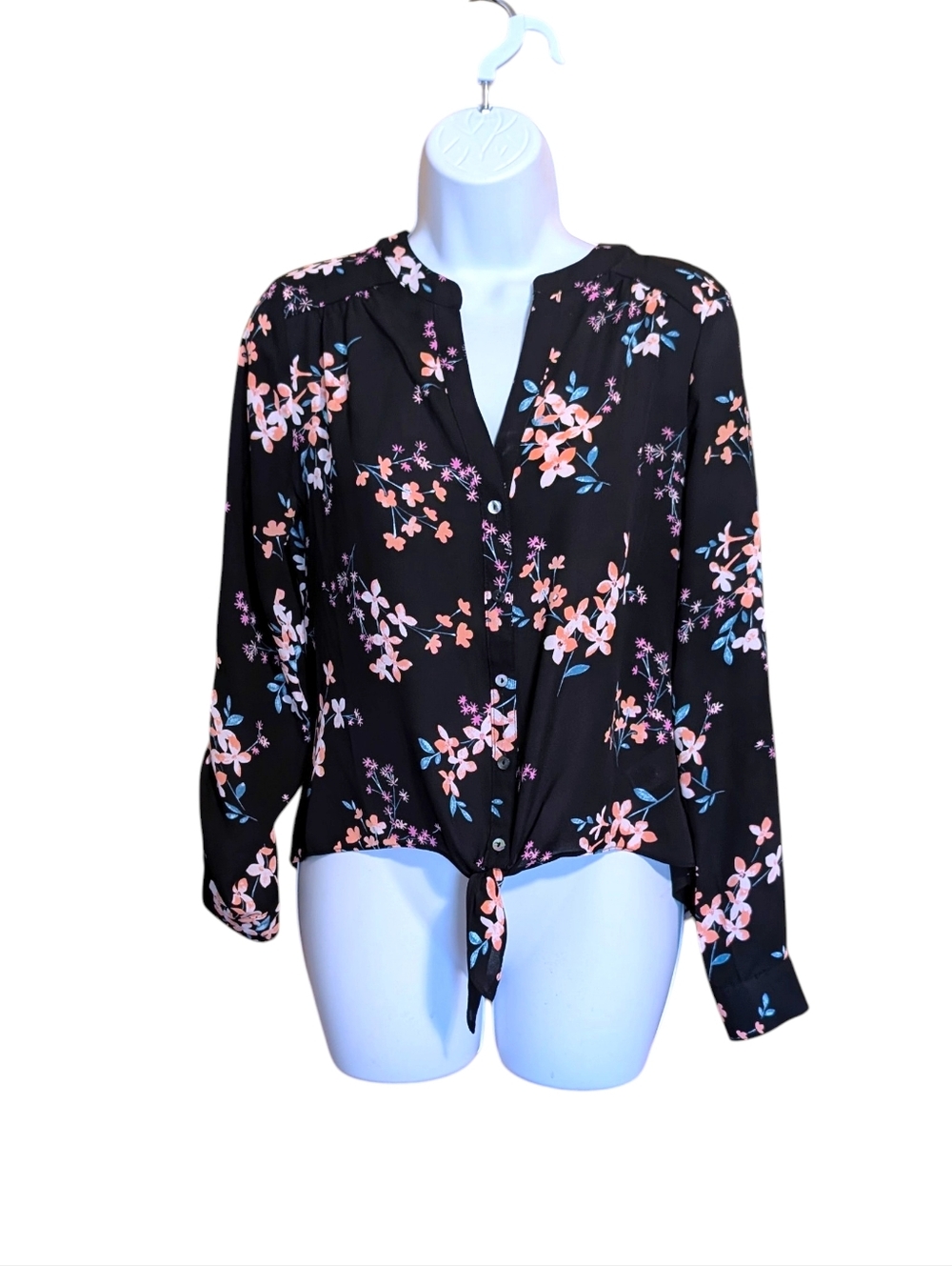 Candie's Floral Tie-front Blouse